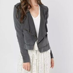 FREE PEOPLE Black Shrunken Moto Jacket